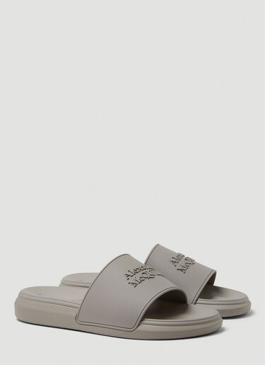Logo Embossed Slides Alexander McQueen Logo Embossed Slides Grey amq0149033