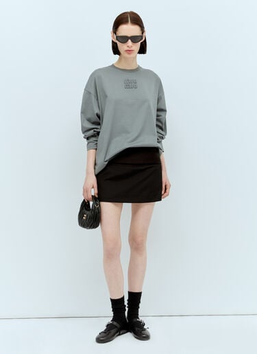 Miu Miu Garment-Dyed Jersey T-Shirt Grey miu0256081