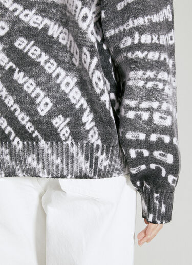 Alexander Wang Reverse Logo Print Knit Sweater White awg0255007