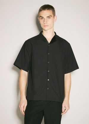 Prada Short-Sleeve Technical Cotton Shirt Black pra0159036