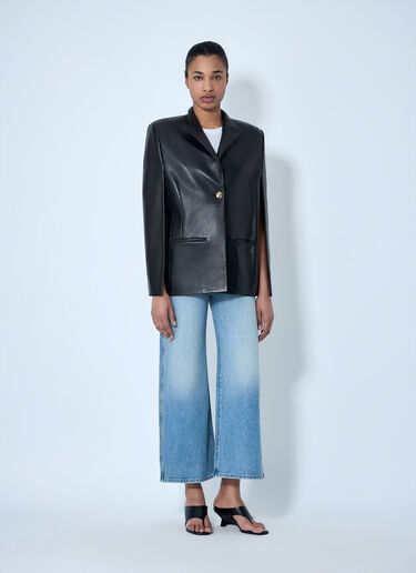 Khaite Single-Breasted Leather Jacket Black kha0264010