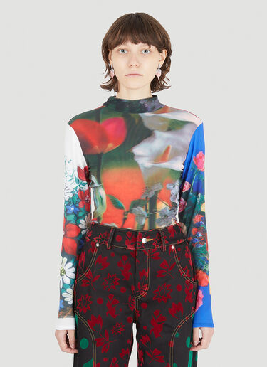 Chopova Lowena Graphic Mesh Top Blue cho0246008