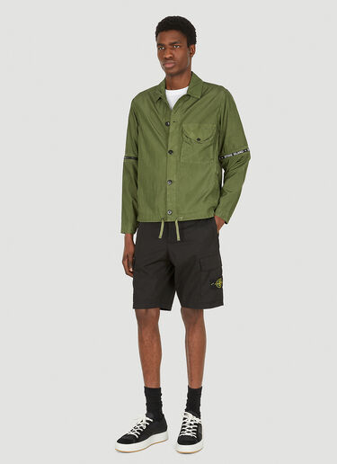 Stone Island ジップエルボー オーバーシャツジャケット グリーン sto0148024