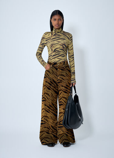 Printed Mesh Top GANNI Printed Mesh Top Khaki gan0262011