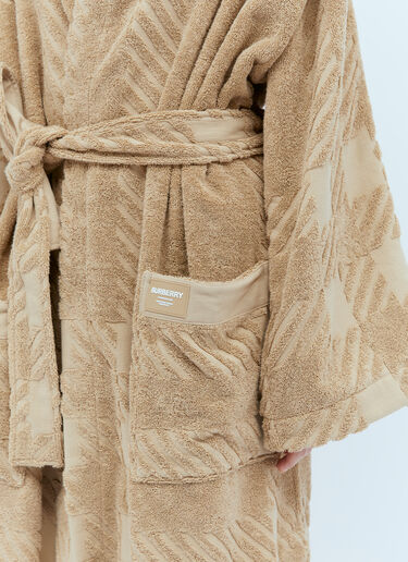 Check Cotton Jacquard Hooded Robe Burberry Check Cotton Jacquard Hooded Robe Beige bur0352001