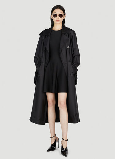 Saint Laurent Satin Trench Coat Black sla0251046