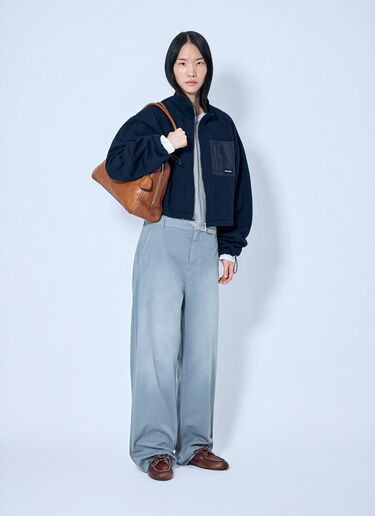 LN-CC® - Miu Miu: Zip Fleece Sweatshirt - Blue Miu Miu Zip Fleece Sweatshirt Blue miu0264221
