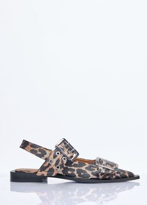 GANNI Feminine Buckle Ballerina Flats Brown gan0259002