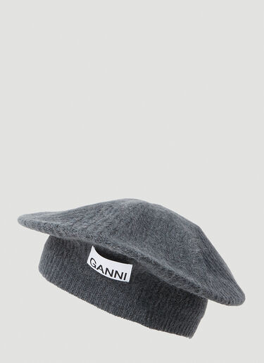 GANNI Logo Patch Beret Black gan0253060