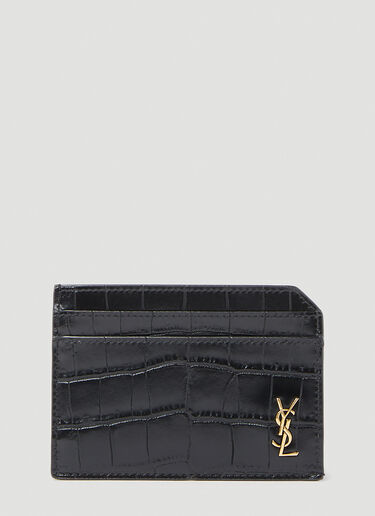 Saint Laurent Croc Embossed Cardholder Black sla0154049