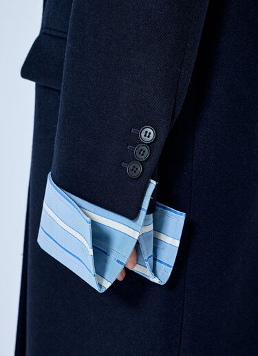 Prada Single-breasted Embroidered Double Wool Coat Blue pra0266027
