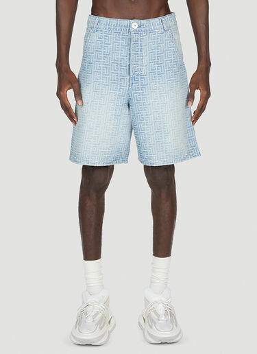 Balmain Monogram Denim Shorts Light Blue bln0152006