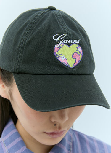 GANNI Logo Embroidery Baseball Cap Grey gan0255073