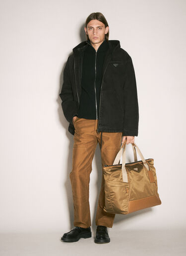 Prada Re-Nylon & 가죽 더플 백 브라운 pra0158022