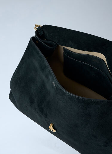 TOTEME T-Lock Suede Satchel Bag Black tot0263072