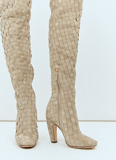 Canalazzo Intrecciato Suede Boots Bottega Veneta Canalazzo Intrecciato Suede Boots Beige bov0257023