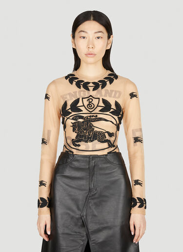 Burberry Equestrian Knight Embroidered Bodysuit Beige bur0251023