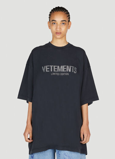 VETEMENTS Women's Crystal Logo T-Shirt in Black