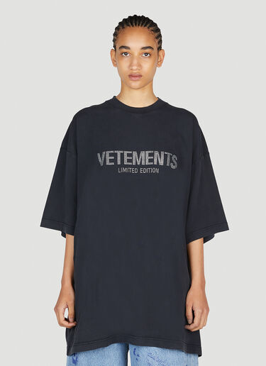 VETEMENTS 크리스탈 로고 티셔츠 블랙 vet0254018