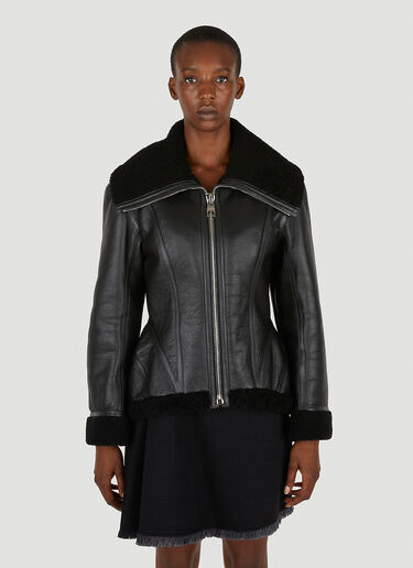 Alexander McQueen Peplum Leather Jacket Black amq0250045