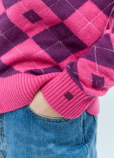 Acne Studios アーガイル ジャカードカーディガン ピンク acn0155004