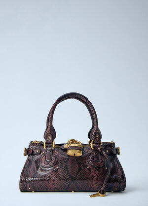 Chloé Paddington Embossed Python Effect Shoulder Bag Burgundy chl0265046