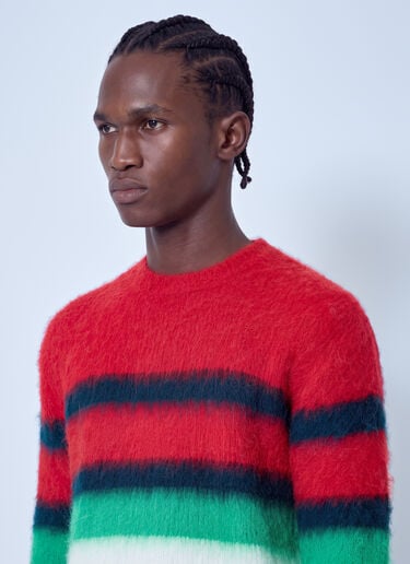 Lacoste Runway Striped Brushed Alpaca Blend Piqué Sweater Red lac0166001