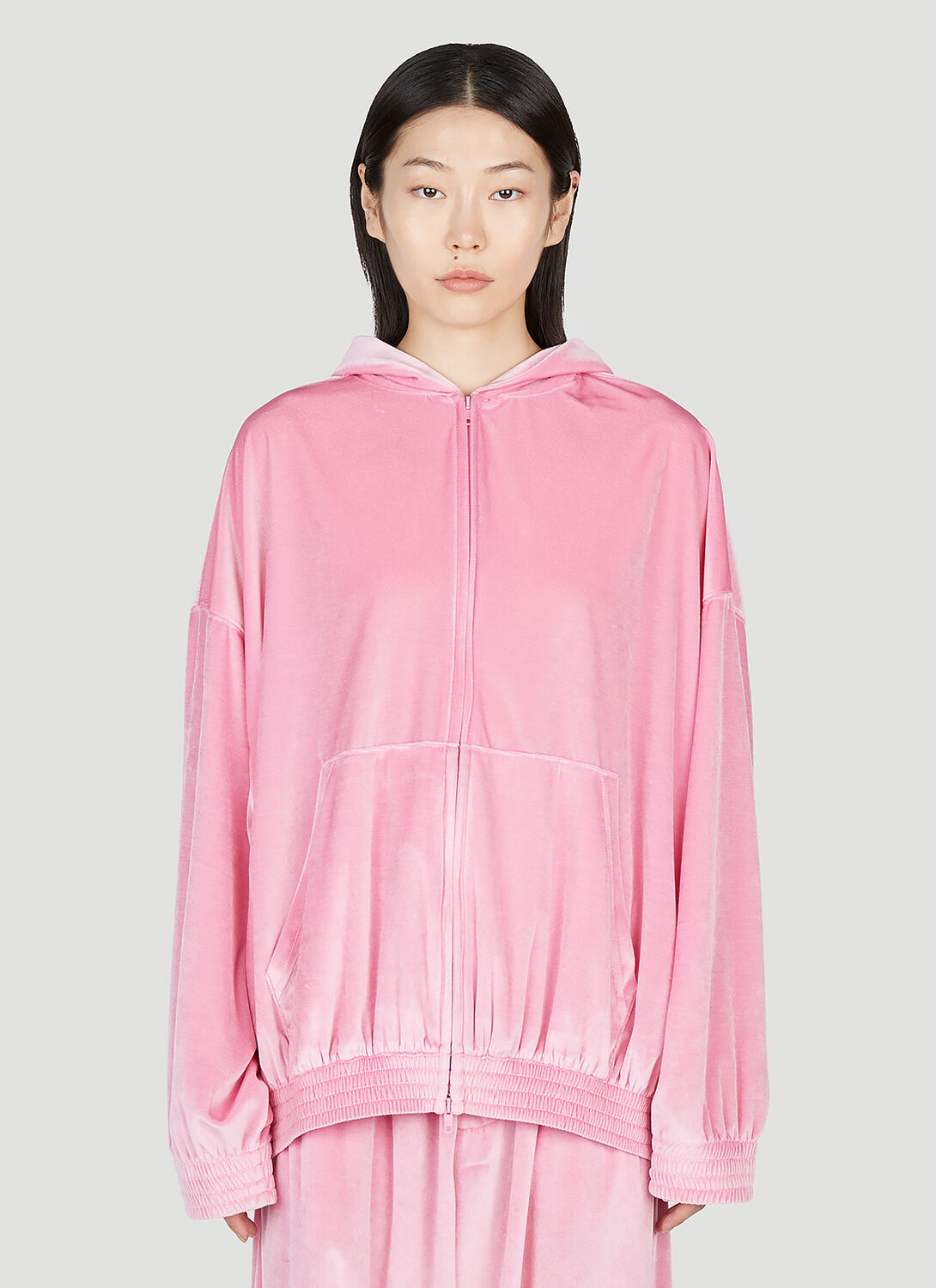 Balenciaga Bb Paris Zip-up Hooded Sweatshirt In Pink