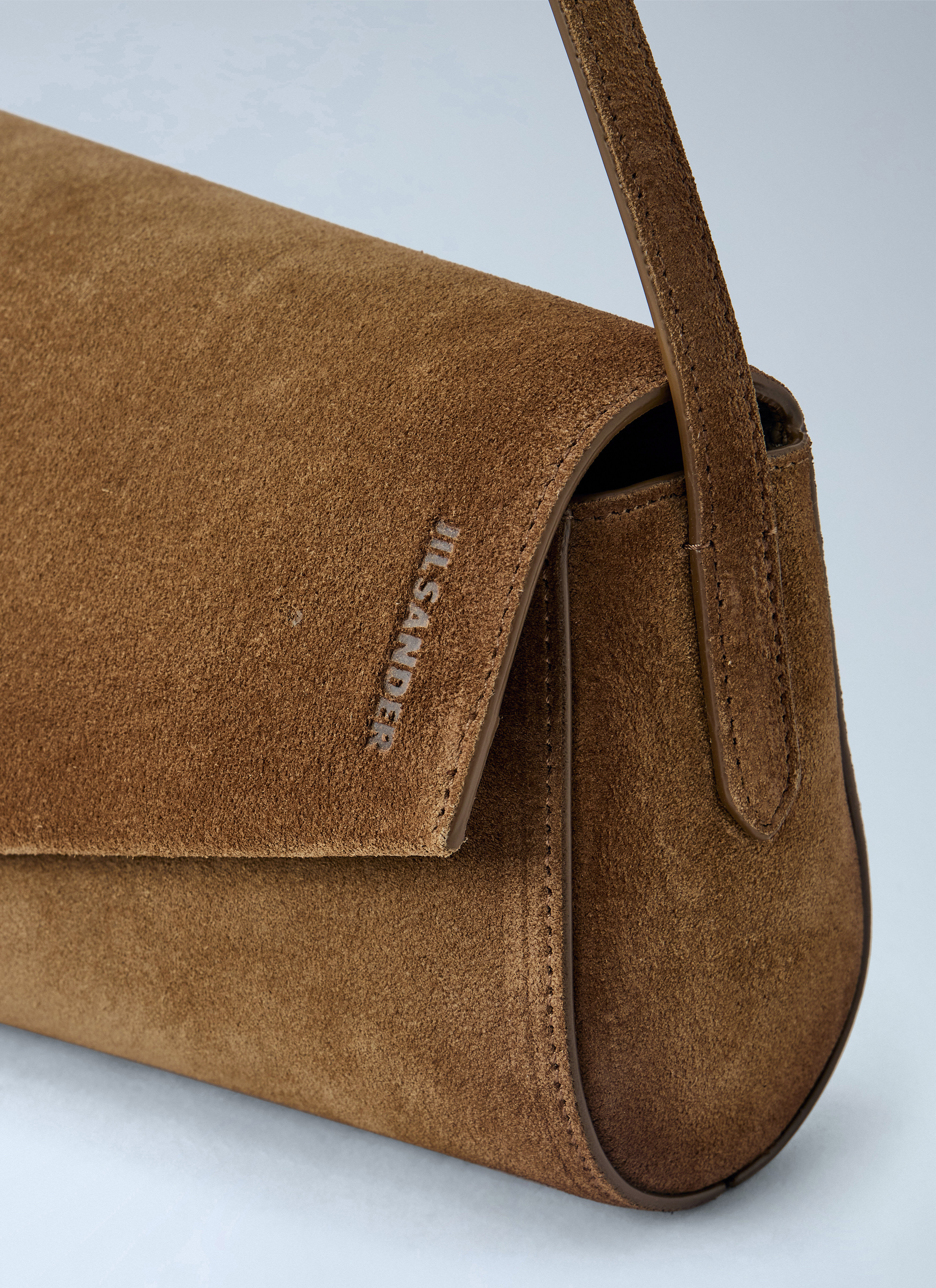 Jil Sander Women's' Kante Suede Shoulder Bag in Brown | LN-CC®