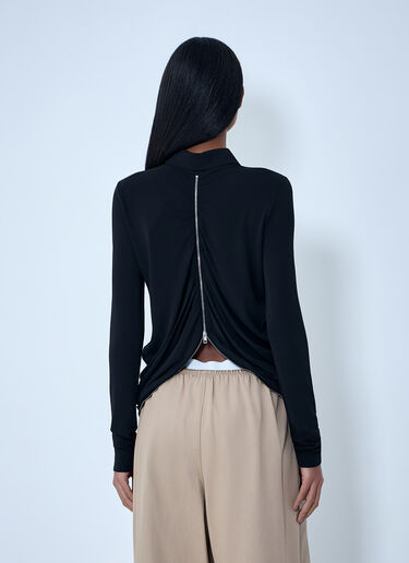 Alexander Wang Zip-Front Collared Top Black awg0263005