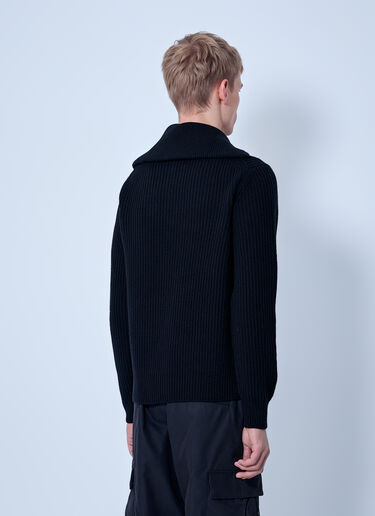 LN-CC® - Moncler: Logo Rib Wool Turtleneck - Black Moncler Logo Rib Wool Turtleneck Black mon0166033