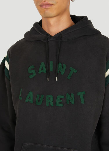 Saint Laurent Embroidered Logo Hooded Sweatshirt Black sla0149002