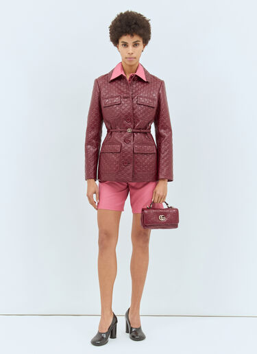 Gucci Interlocking G Leather Jacket Red guc0258008