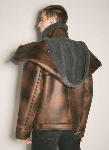 Y/Project Snap-Off Hood-Panel Aviator Jacket Brown ypr0158002