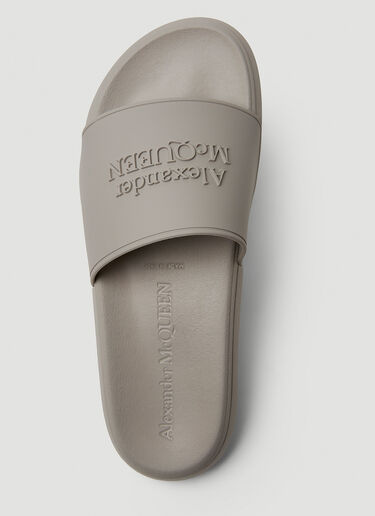 Alexander McQueen Logo Embossed Slides Grey amq0149033