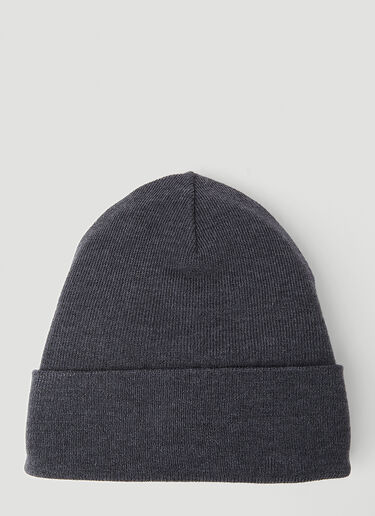 Moncler Grenoble Logo Patch Beanie Hat Grey mog0153025