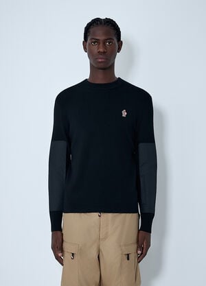 Moncler Grenoble Crewneck Sweater with Nylon Sleeve Patches Black mog0162010