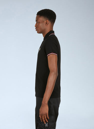Moncler Stripe Trims Polo Shirt Black mon0149019