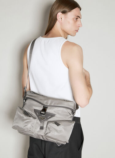 Prada Re-Nylon And Leather Shoulder Bag Grey pra0156016
