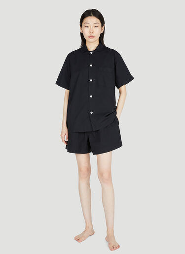 Tekla Classic Short Sleeve Pyjama Shirt Black tek0353013