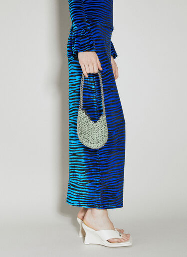 Rabanne Velvet Zebra Print Skirt Blue pac0253022