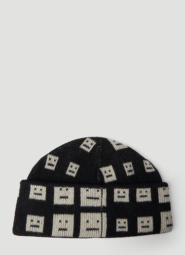 Acne Studios 체커보드 페이스 비니 햇 블랙 acn0151046