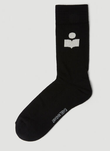 Isabel Marant Silokih Logo Jacquard Socks Black isb0149023