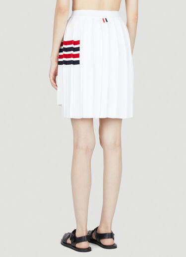 Knit Four Bar Pleated Skirt Thom Browne Knit Four Bar Pleated Skirt White thb0253001