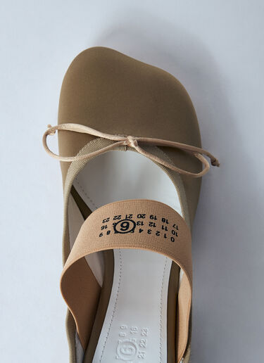 MM6 Maison Margiela Logo Elastic Ballet Décolletés Mules Beige mmm0259014