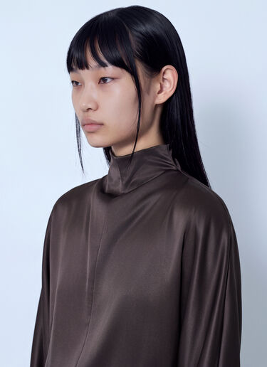 LN-CC® - Max Mara: High-Neck Satin Gown - Dark Brown Max Mara High-Neck Satin Gown Dark Brown max0266215