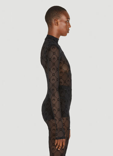 Marine Serre Flocked Mesh Long Sleeve Top Black mrs0252027