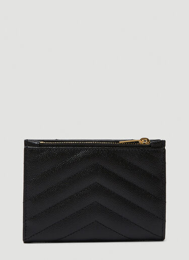 Saint Laurent Quilted Logo Plaque Wallet Black sla0249190