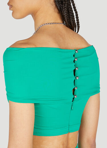 Rabanne Necklace Off Shoulder Top Green pac0254005