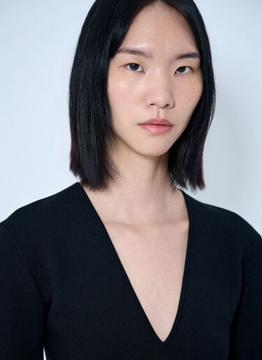 LN-CC® - Toteme: Compact Knit V-Neck - Black Toteme Compact Knit V-Neck Black tot0265033